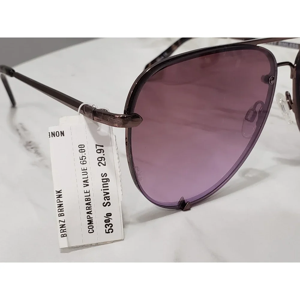 Quay Australia Aviator Sunglasses High Key Mini Rimless 126 Pilot Double Rim